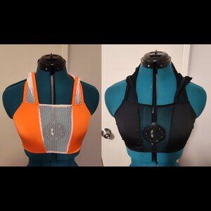 Size Med - Hooded Fishnet Crop/Halter Top by K Too in both Orange and Black. (2